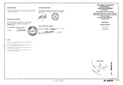 Click to see Record of Survey Book 14, pg. 068 (2008) of Nevada County Recorders Survey Maps Book 14