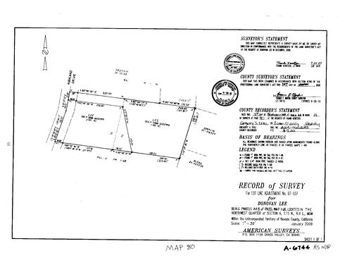 Click to see Record of Survey Book 14, pg. 080 (2009) of Nevada County Recorders Survey Maps Book 14