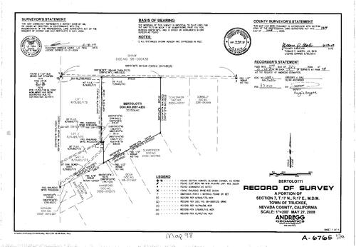 Click to see Record of Survey Book 14, pg. 98 (2009) of Nevada County Recorders Survey Maps Book 14