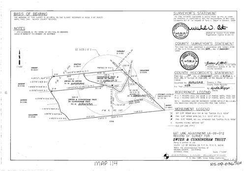 Click to see Record of Survey Book 14, pg. 114 (2009) of Nevada County Recorders Survey Maps Book 14