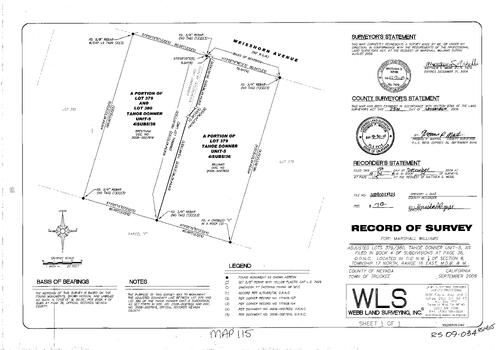 Click to see Record of Survey Book 14, pg. 115 (2009) of Nevada County Recorders Survey Maps Book 14