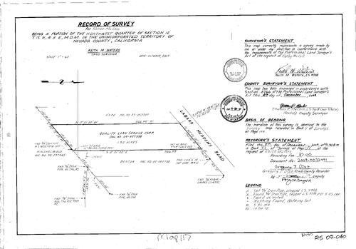 Click to see Record of Survey Book 14, pg. 117 (2009) of Nevada County Recorders Survey Maps Book 14