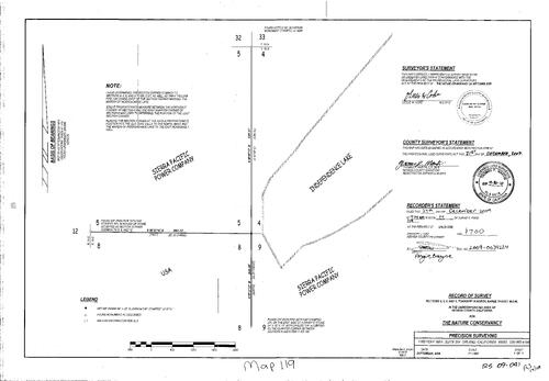 Click to see Record of Survey Book 14, pg. 119 (2009) of Nevada County Recorders Survey Maps Book 14