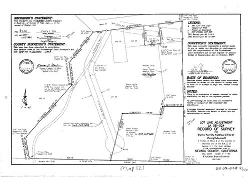 Click to see Record of Survey Book 14, pg. 121 (2009) of Nevada County Recorders Survey Maps Book 14