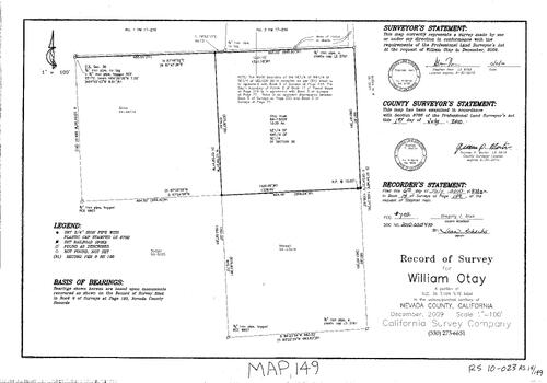 Click to see Record of Survey Book 14, pg. 149 (2010) of Nevada County Recorders Survey Maps Book 14