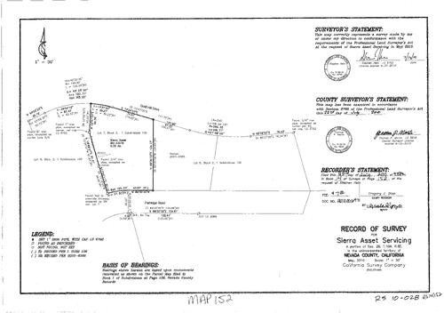 Click to see Record of Survey Book 14, pg. 152 (2010) of Nevada County Recorders Survey Maps Book 14