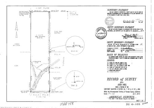 Click to see Record of Survey Book 14, pg. 158 (2010) of Nevada County Recorders Survey Maps Book 14