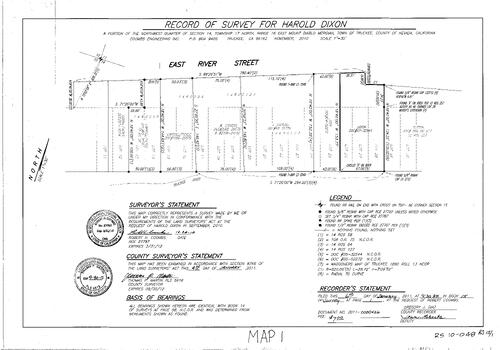Click to see Record of Survey Book 15, pg. 001 (2011) of Nevada County Recorders Survey Maps Book 15