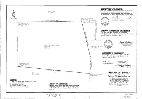 Click to see Record of Survey Book 15, pg. 003 (2011) of Nevada County Recorders Survey Maps Book 15