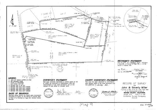 Click to see Record of Survey Book 15, pg. 009 (2011) of Nevada County Recorders Survey Maps Book 15
