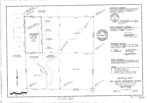 Click to see Record of Survey Book 15, pg. 020 (2011) of Nevada County Recorders Survey Maps Book 15