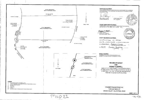 Click to see Record of Survey Book 15, pg. 022 (2011) of Nevada County Recorders Survey Maps Book 15