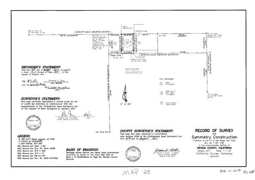 Click to see Record of Survey Book 15, pg. 25 (2011) of Nevada County Recorders Survey Maps Book 15