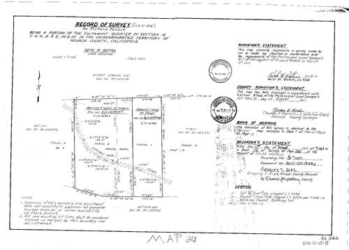 Click to see Record of Survey Book 15, pg. 26 (2011) of Nevada County Recorders Survey Maps Book 15