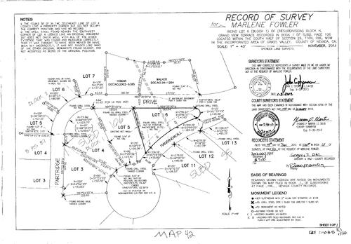 Click to see Record of Survey Book 15, pg. 42 (2012) of Nevada County Recorders Survey Maps Book 15