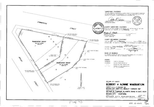 Click to see Record of Survey Book 15, pg. 43 (2012) of Nevada County Recorders Survey Maps Book 15