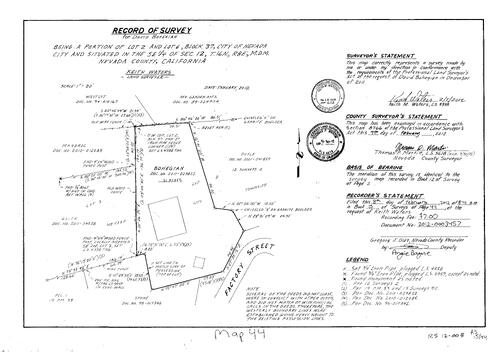 Click to see Record of Survey Book 15, pg. 44 (2012) of Nevada County Recorders Survey Maps Book 15