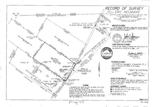 Click to see Record of Survey Book 15, pg. 45 (2012) of Nevada County Recorders Survey Maps Book 15