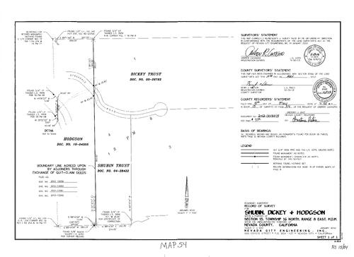 Click to see Record of Survey Book 15, pg. 54 (2012) of Nevada County Recorders Survey Maps Book 15