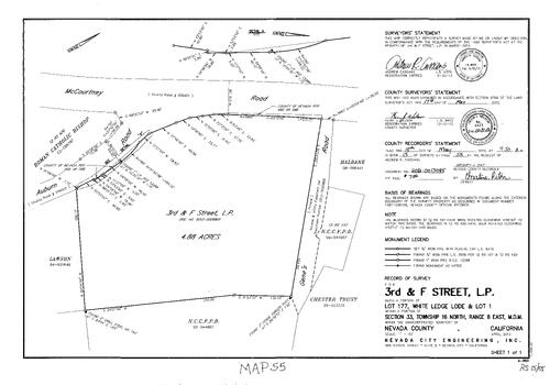 Click to see Record of Survey Book 15, pg. 55 (2012) of Nevada County Recorders Survey Maps Book 15