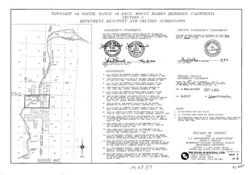 Click to see Record of Survey Book 15, pg. 57 (2012) of Nevada County Recorders Survey Maps Book 15