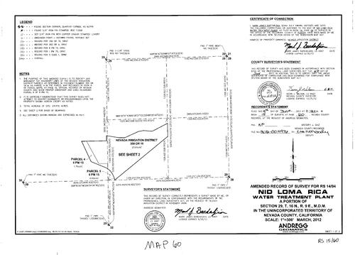 Click to see Record of Survey Book 15, pg. 60 (2012) of Nevada County Recorders Survey Maps Book 15