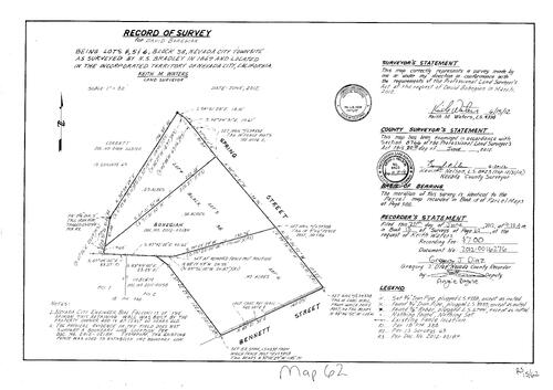 Click to see Record of Survey Book 15, pg. 62 (2012) of Nevada County Recorders Survey Maps Book 15