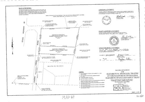 Click to see Record of Survey Book 15, pg. 67 (2012) of Nevada County Recorders Survey Maps Book 15