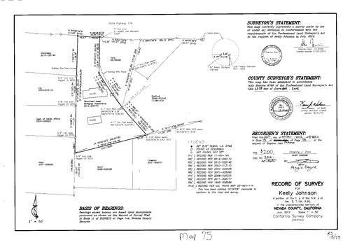 Click to see Record of Survey Book 15, pg. 75 (2012) of Nevada County Recorders Survey Maps Book 15