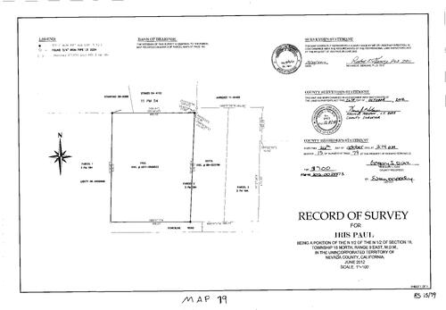 Click to see Record of Survey Book 15, pg. 79 (2012) of Nevada County Recorders Survey Maps Book 15