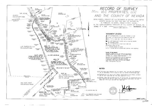 Click to see Record of Survey Book 15, pg. 87 (2012) of Nevada County Recorders Survey Maps Book 15