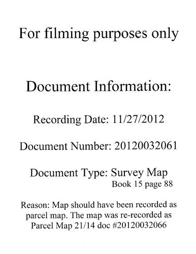 Click to see Survey Map Book 15, pg. 88 of Nevada County Recorders Survey Maps Book 15