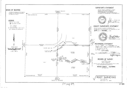 Click to see Record of Survey Book 15, pg. 89 (2012) of Nevada County Recorders Survey Maps Book 15