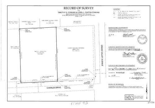 Click to see Record of Survey Book 15, pg. 92 (2012) of Nevada County Recorders Survey Maps Book 15