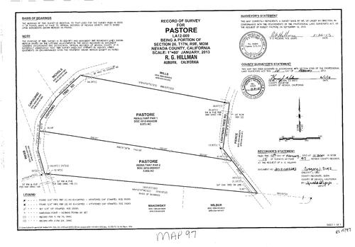 Click to see Record of Survey Book 15, pg. 97 (2013) of Nevada County Recorders Survey Maps Book 15