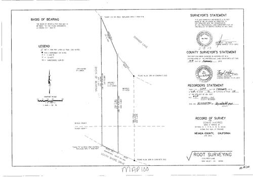 Click to see Record of Survey Book 15, pg. 100 (2013) of Nevada County Recorders Survey Maps Book 15