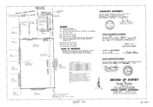 Click to see Record of Survey Book 15, pg. 101 (2013) of Nevada County Recorders Survey Maps Book 15