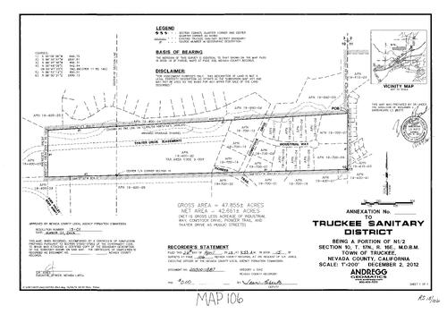 Click to see Record of Survey Book 15, pg. 106 (2013) of Nevada County Recorders Survey Maps Book 15