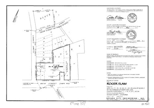 Click to see Record of Survey Book 15, pg. 107 (2013) of Nevada County Recorders Survey Maps Book 15