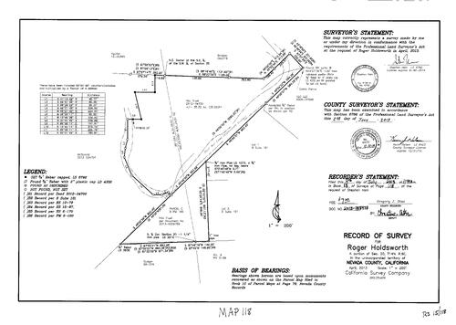 Click to see Record of Survey Book 15, pg. 118 (2013) of Nevada County Recorders Survey Maps Book 15