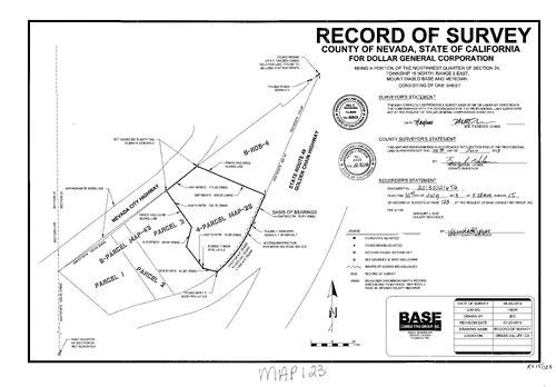 Click to see Record of Survey Book 15, pg. 123 (2013) of Nevada County Recorders Survey Maps Book 15