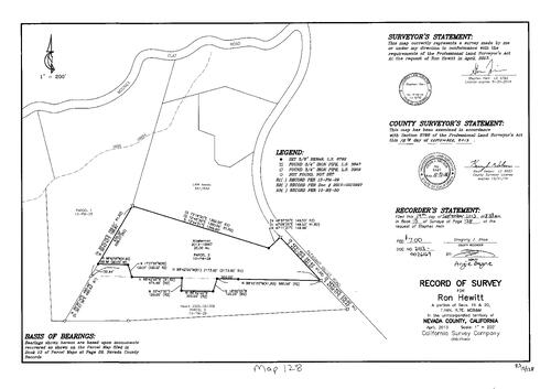 Click to see Record of Survey Book 15, pg. 128 (2013) of Nevada County Recorders Survey Maps Book 15