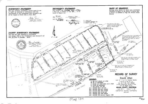 Click to see Record of Survey, Book 15, pg. 134 (2013) of Nevada County Recorders Survey Maps Book 15