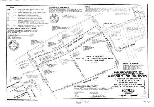 Click to see Record of Survey, Book 15, pg. 135 (2013) of Nevada County Recorders Survey Maps Book 15