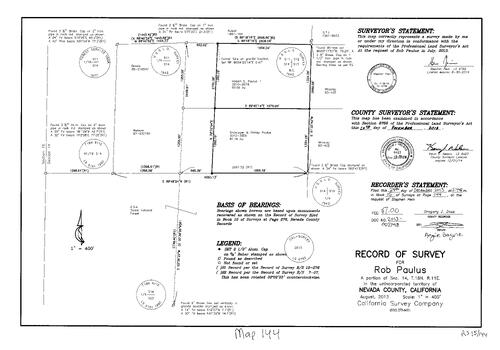 Click to see Record of Survey, Book 15, pg. 144 (2013) of Nevada County Recorders Survey Maps Book 15