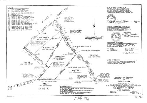 Click to see Record of Survey Book 15, pg. 145 (2014) of Nevada County Recorders Survey Maps Book 15