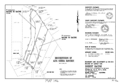 Click to see Record of Survey Book 15, pg. 146 (2014) of Nevada County Recorders Survey Maps Book 15