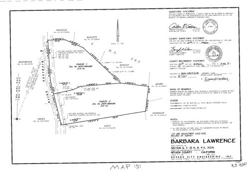 Click to see Record of Survey Book 15, pg. 151 (2014) of Nevada County Recorders Survey Maps Book 15