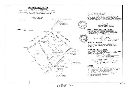 Click to see Record of Survey Book 15, pg. 156 (2014) of Nevada County Recorders Survey Maps Book 15