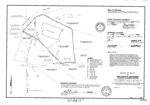 Click to see Record of Survey Book 15, pg. 157 (2014) of Nevada County Recorders Survey Maps Book 15
